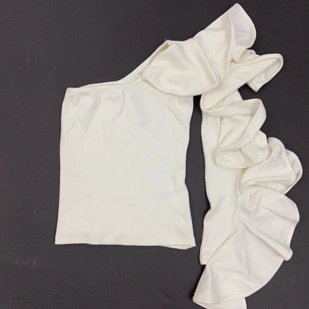 Beaufille‎ Electra White One Shoulder Ruffl… - Picture 3 of 6